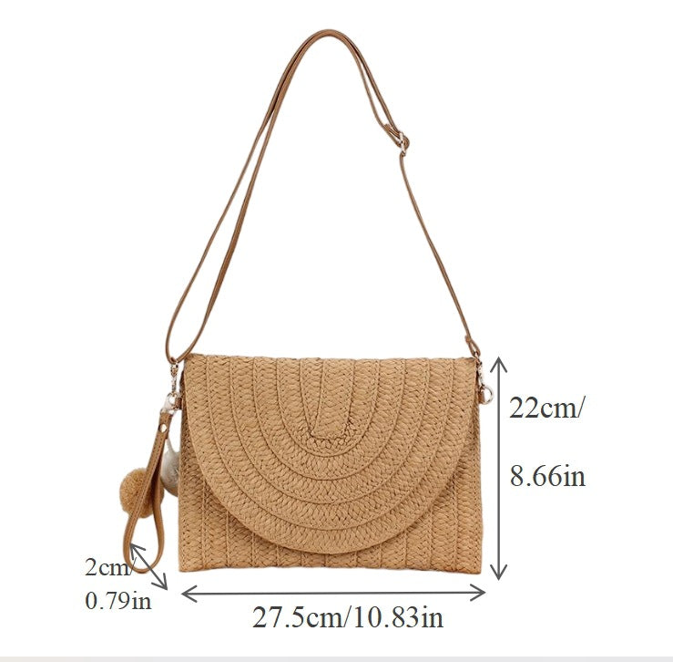 Braided shoulder bag with creative pom poms Kalsten