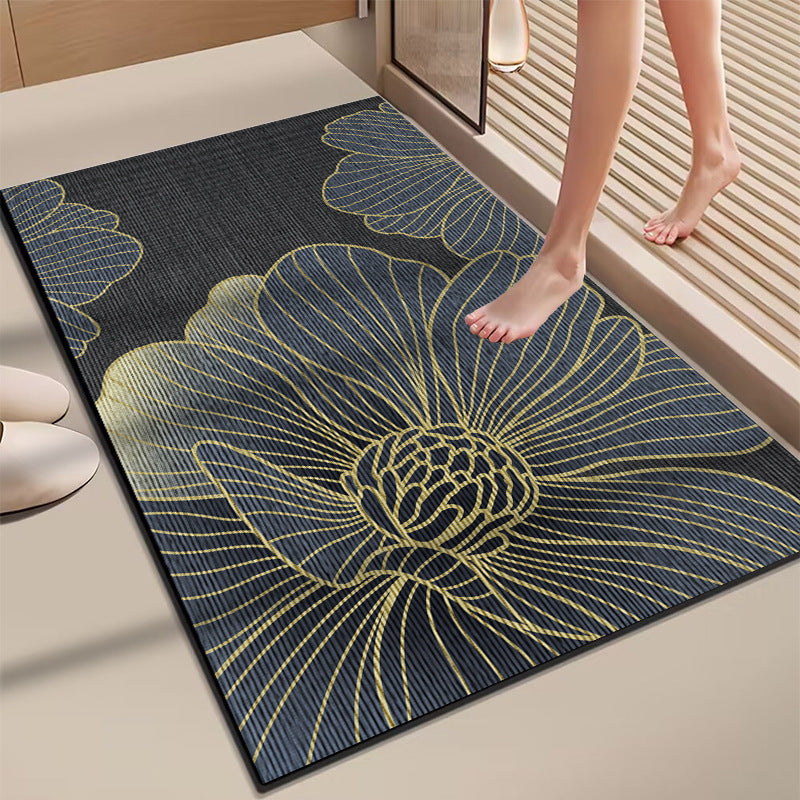 Elegant Marble-Themed Bath Mat Kalsten