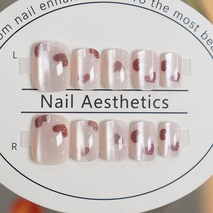 Heart-Embellished Glitter Press-On Nails
