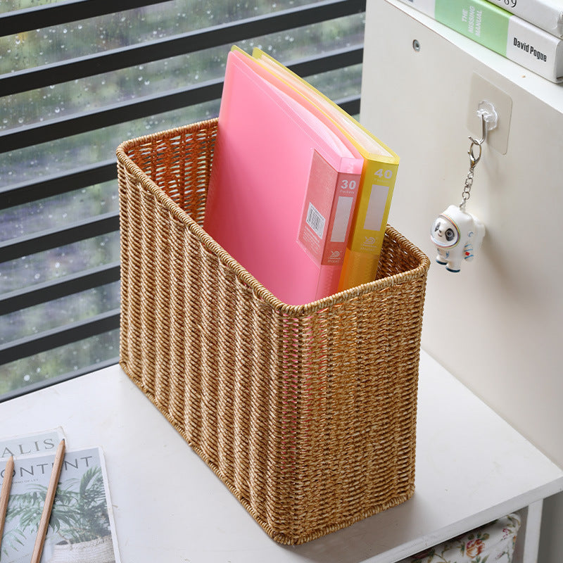 Rectangular Woven Storage Basket with Cut-Out Handles Kalsten