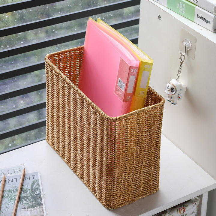Rectangular Woven Storage Basket with Cut-Out Handles Kalsten