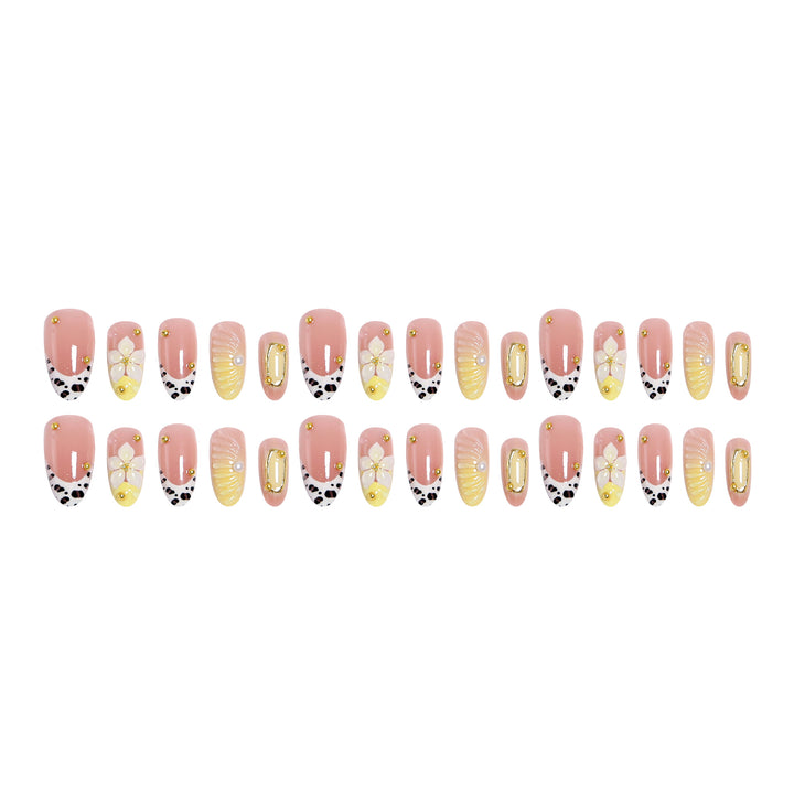 Artificial nail set with floral and golden applications Kalsten
