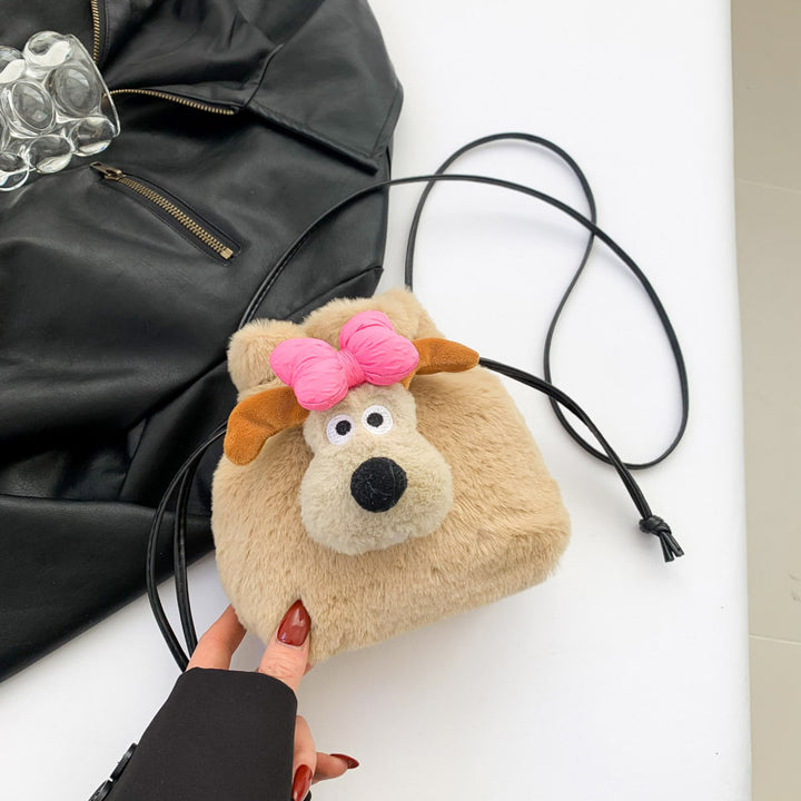 Cute Plush Animal-Themed Crossbody Bag