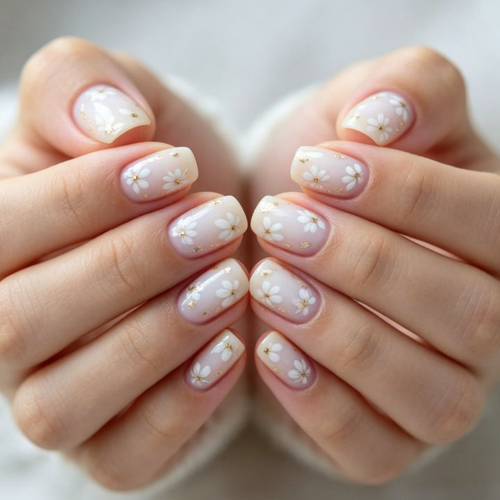 Elegant Floral Design Press-On Nail Art Kalsten