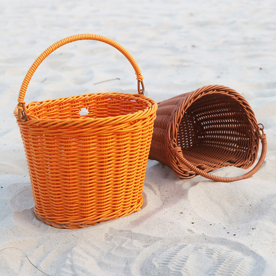 Practical hand basket with leather handles Kalsten