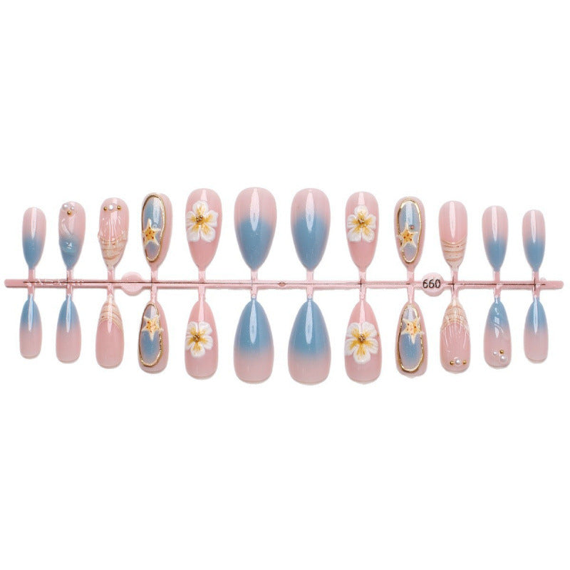 Artistic Shell-Inspired Press-On Nail Set