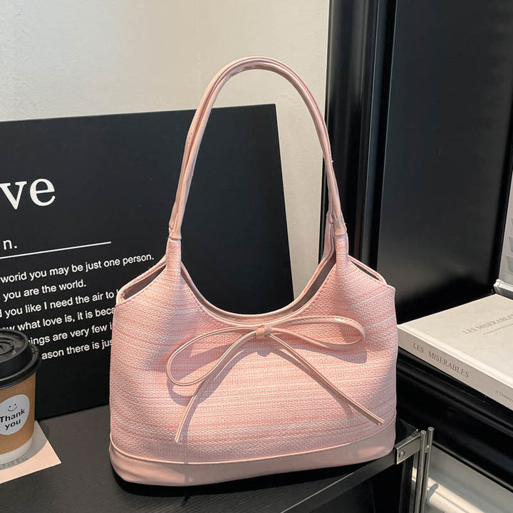 Elegant Bow-Accent Handheld Shoulder Bag