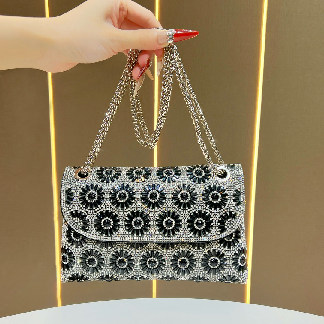 Decorative Flower-Embellished Evening Handbag