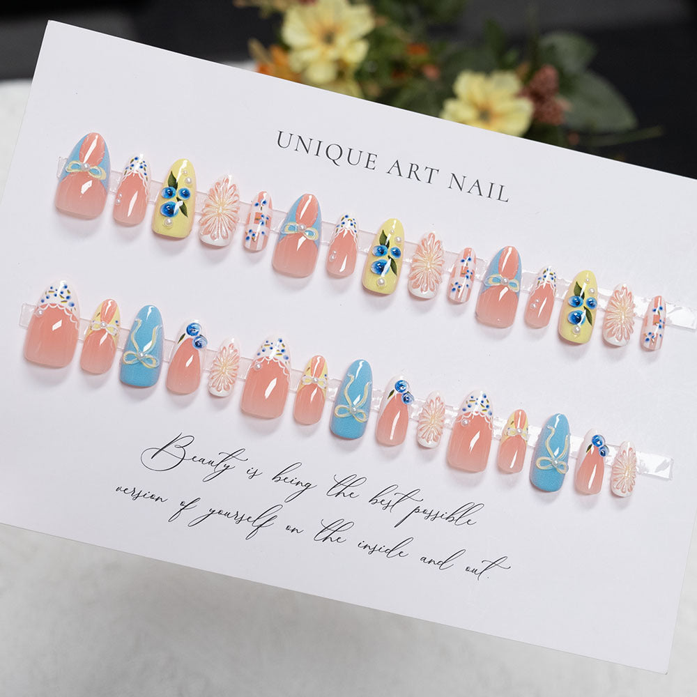 Floral-Designed Press-On Nail Art
