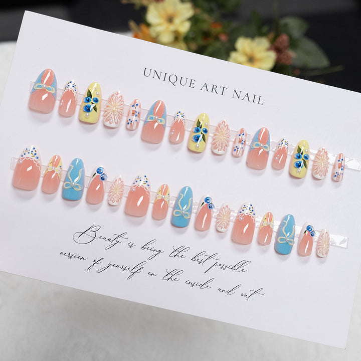 Floral-Designed Press-On Nail Art