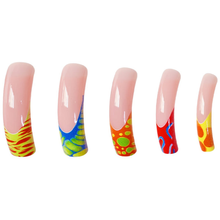 Colorful Artistic Long Nail Enhancements Kalsten