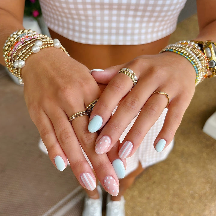 Creative Nail Art with Dots and Stripes Kalsten