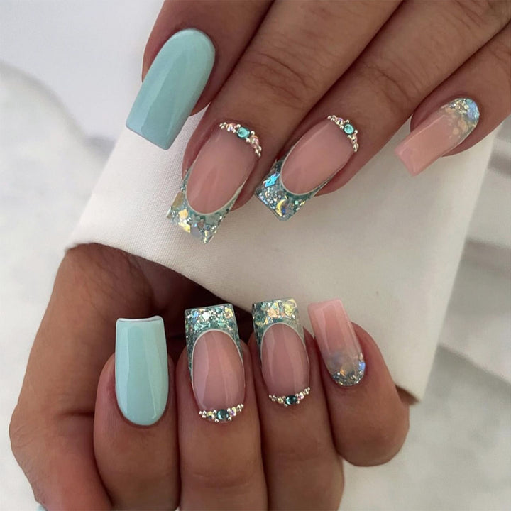 Sparkling nail art with creative rhinestone decorations Kalsten