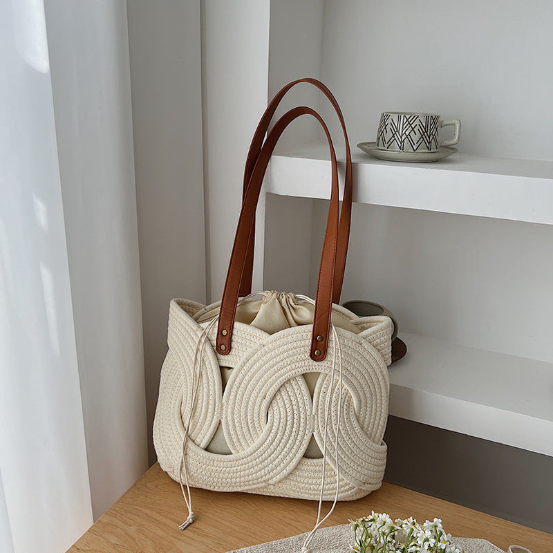 Woven Handle Tote Bag