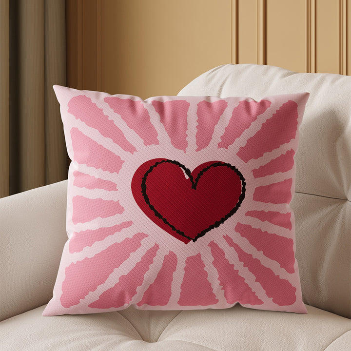 Decorative Square Throw Pillow Cover with Oversized Floral Graphic and Textured Woven Finish