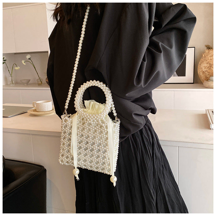 Elegant Pearl-Embellished Handbag
