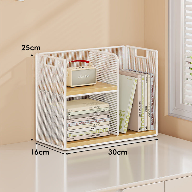 Perforated Metal Two-Tier Desktop Organizer Shelf with Integrated Carry Handles