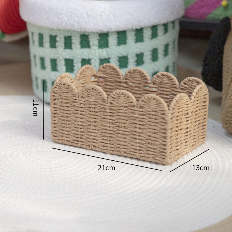 Decorative Woven Storage Tray with Scalloped Edges Kalsten