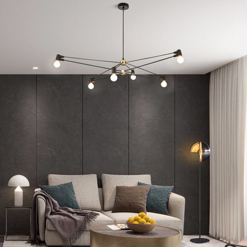 Industrial-Style Chandelier with Adjustable Arms