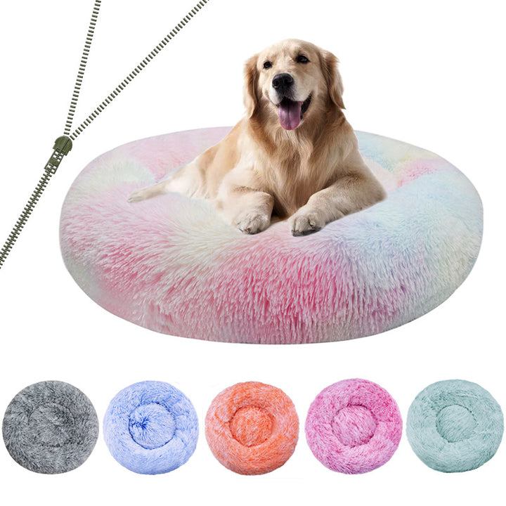 Cozy Round Plush Dog Bed