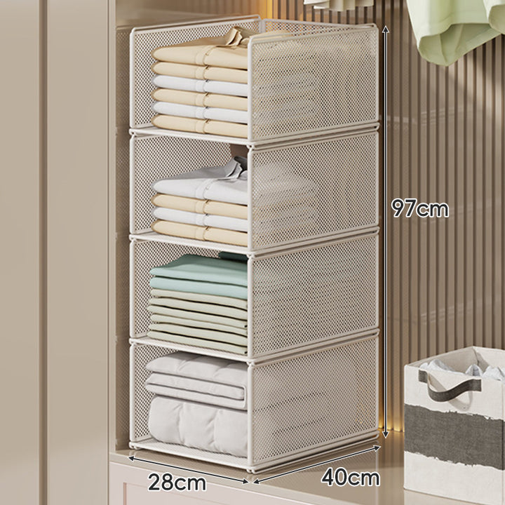 Perforated Steel Fabric Storage Basket with Raised Sliding Base