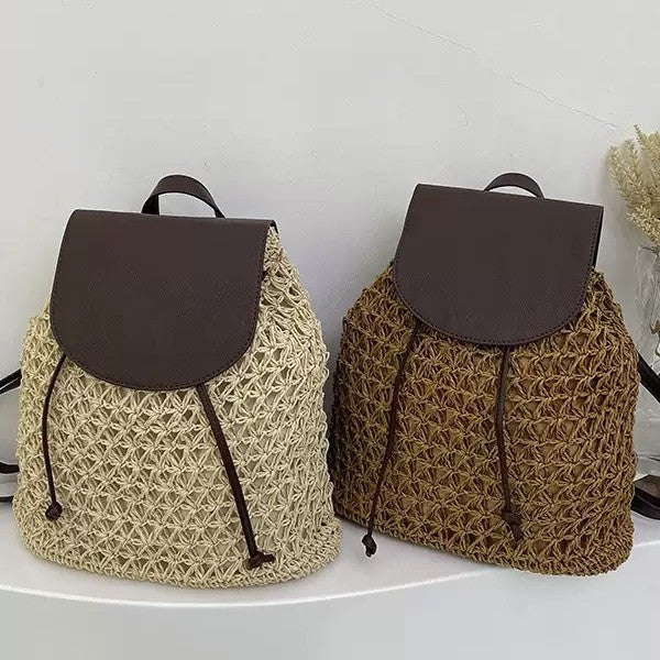Braided shoulder bag with leather flap Kalsten