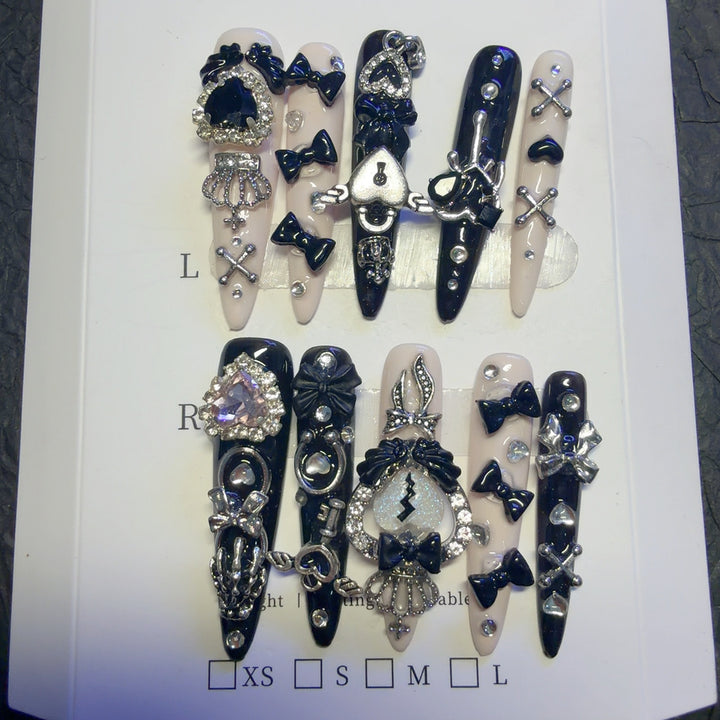 Gothic-Inspired Decorative Press-On Nail Set