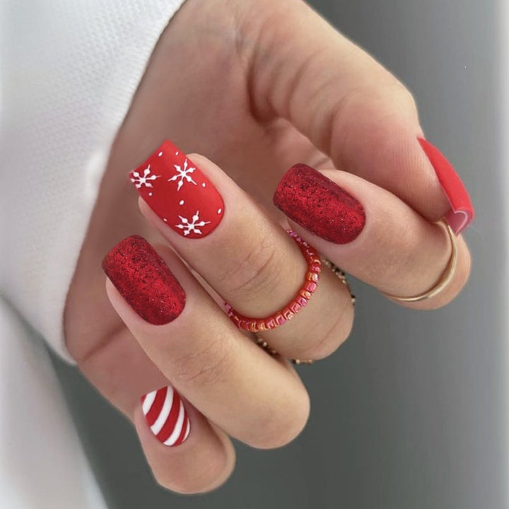 Stylish artificial nail set with versatile festive designs Kalsten