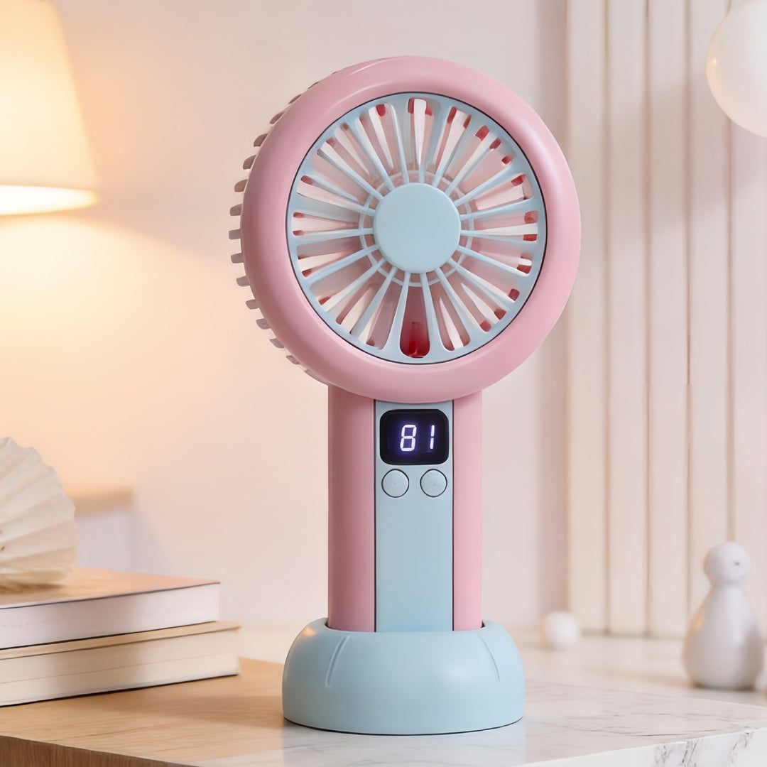 Ladies Portable Table Fan with Digital Display and Multiple Adjustable Speed Control Kalsten