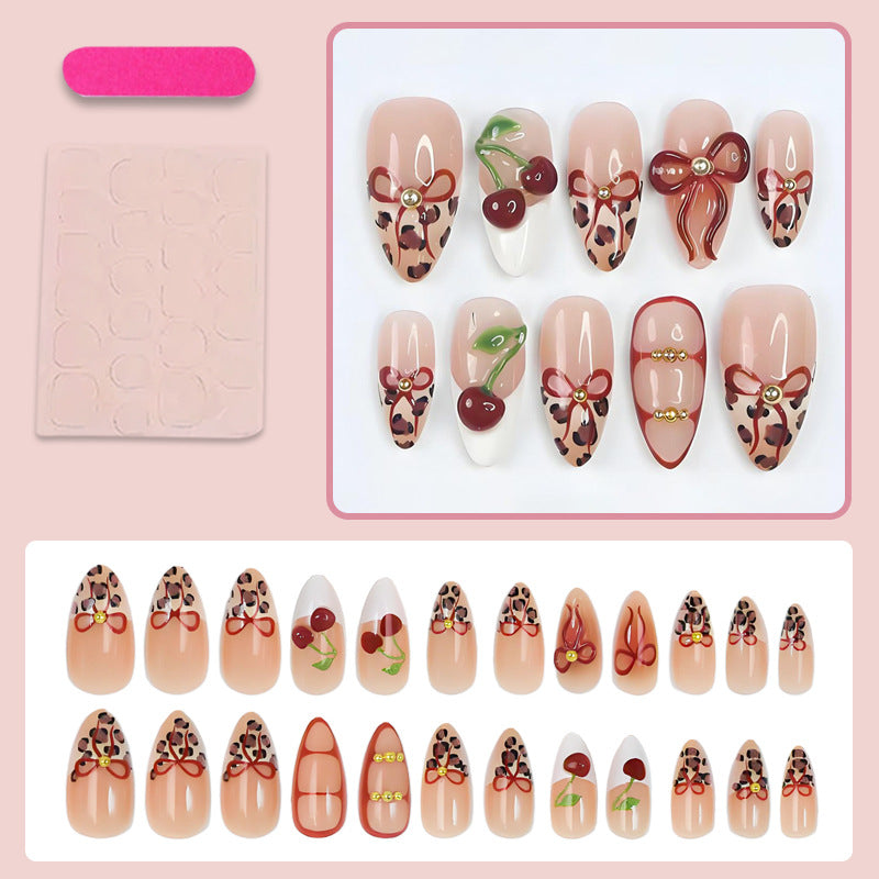 Artificial nail set with creative ribbon and fruit designs Kalsten