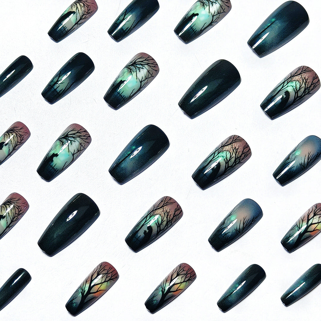 Artificial nails with mysterious forest design Kalsten