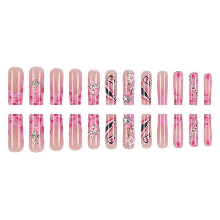 Trendy Stiletto Press-On Nail Set with Artistic Embellishments Kalsten