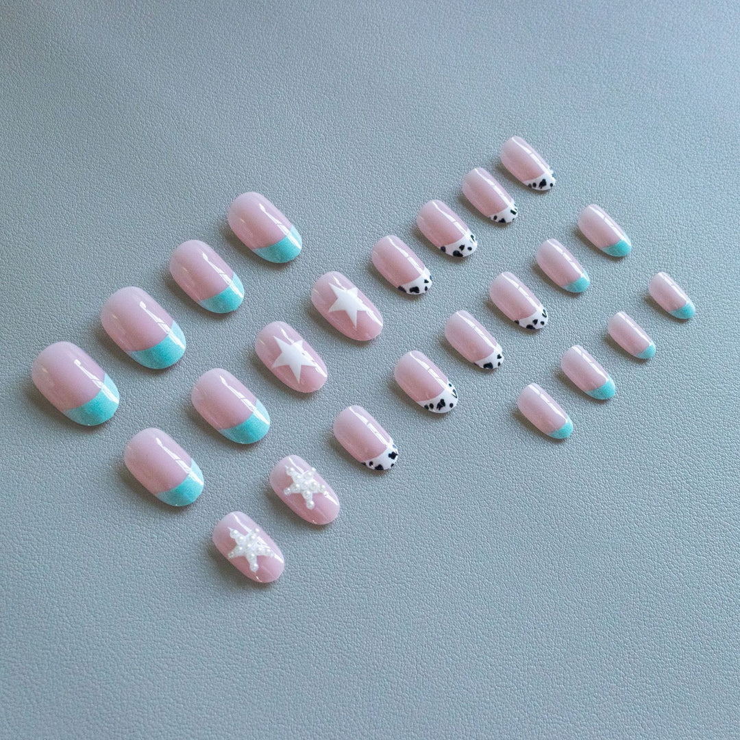 Artistic Seasonal Star-Design Nail Art