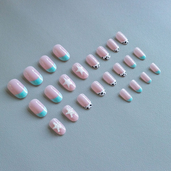 Artistic Seasonal Star-Design Nail Art