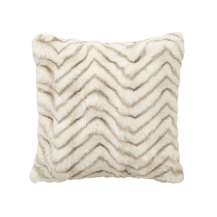 Square decorative cushion made of soft faux fur with inner cushion