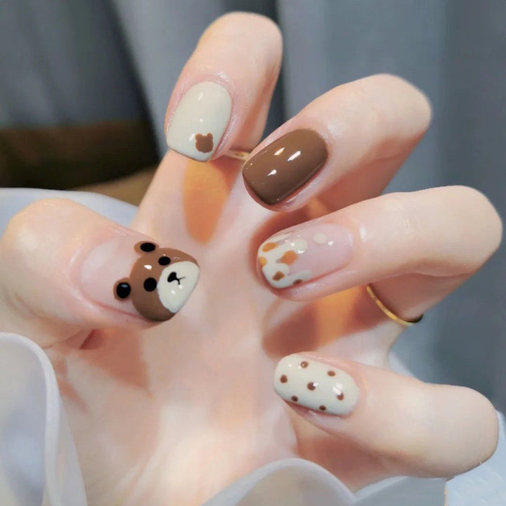 Cute Bear-Themed Nail Art