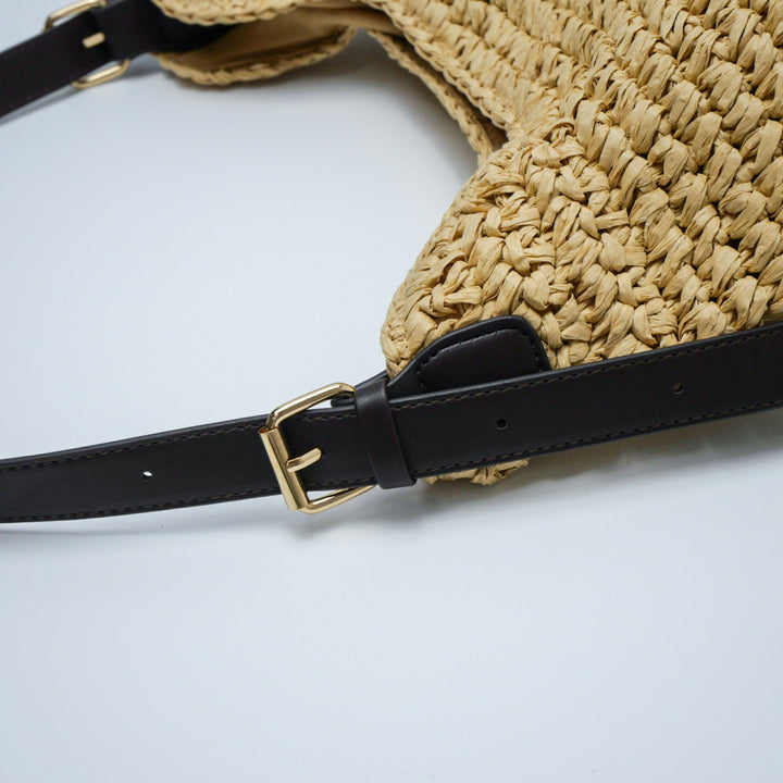 Braided Shoulder Bag Made of Natural Material with Elegant Leather Accents Kalsten