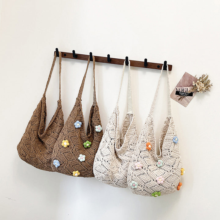 Floral Embellished Crochet Shoulder Bag Kalsten