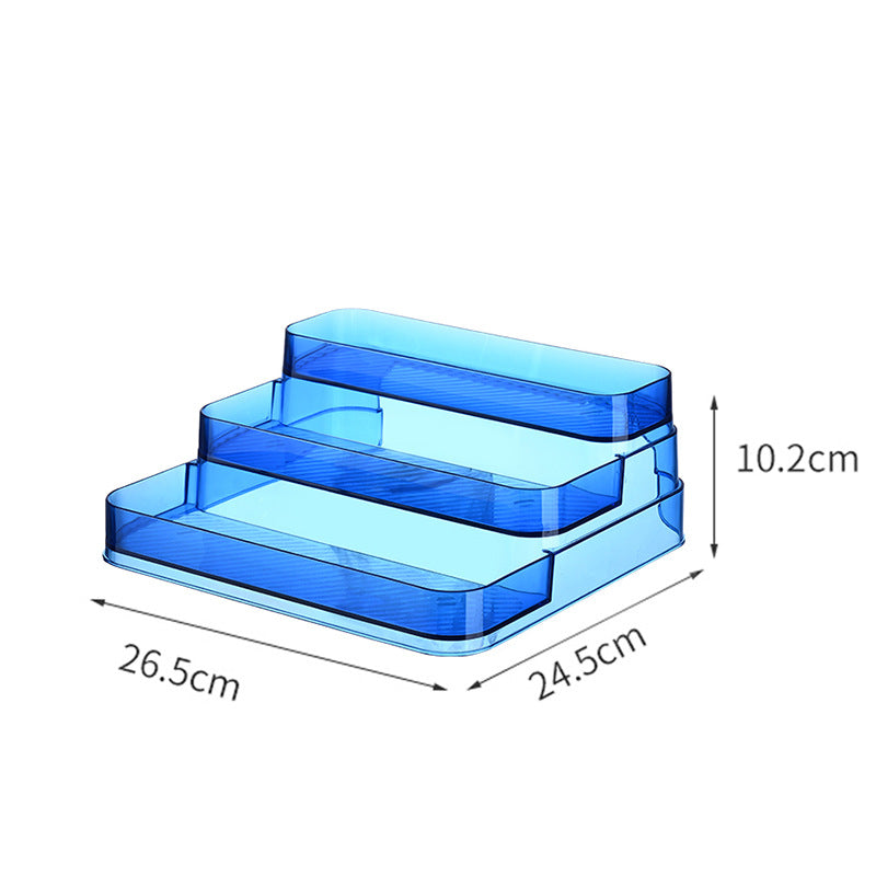 Multi-tier acrylic cosmetic and jewelry organizer in stair shape