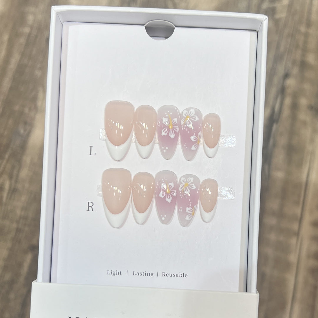 Floral-Design Reusable Press-On Nail Set Kalsten