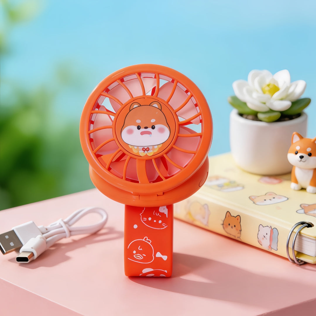 Ladies Portable Hand Fan with Childlike Design Kalsten