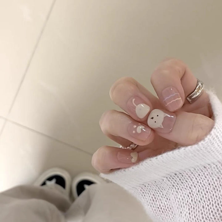 Glossy French Tip Press-On Nails Kalsten 1787395092