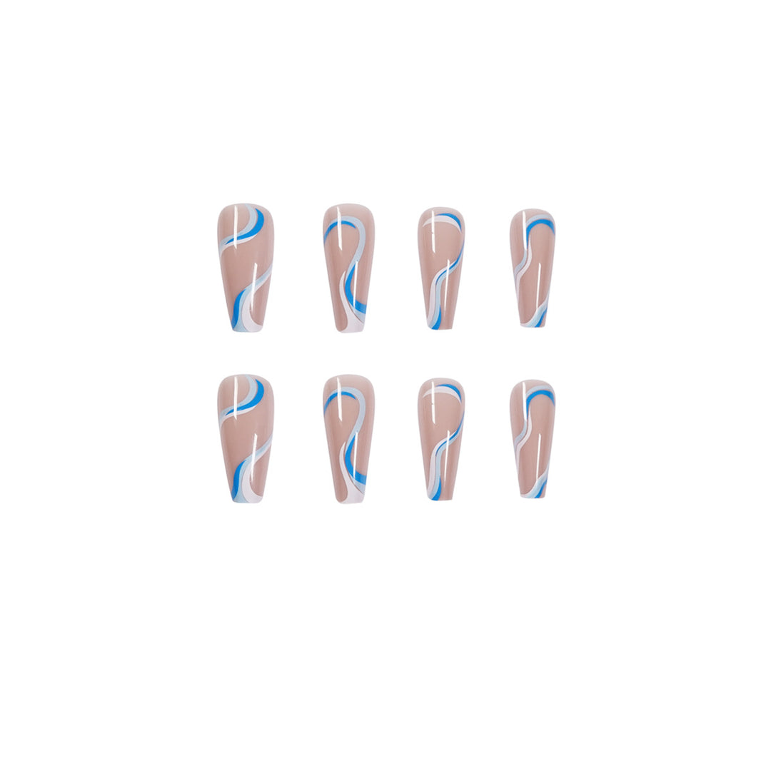 Creative Nail Extensions with Wave Pattern Kalsten