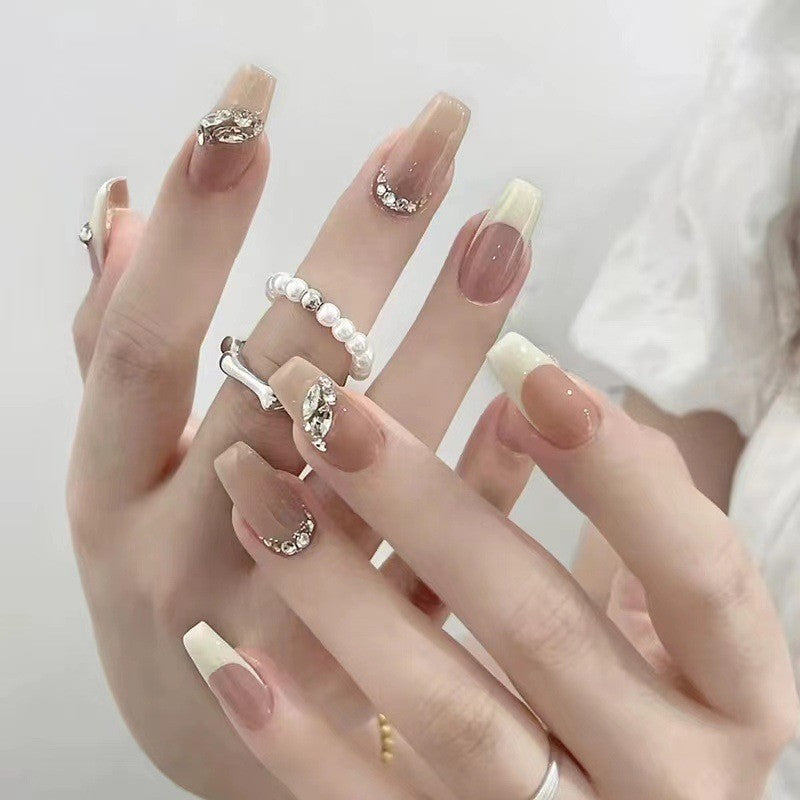 Decorative Stiletto Press-On Nails with Gemstone Accents Kalsten