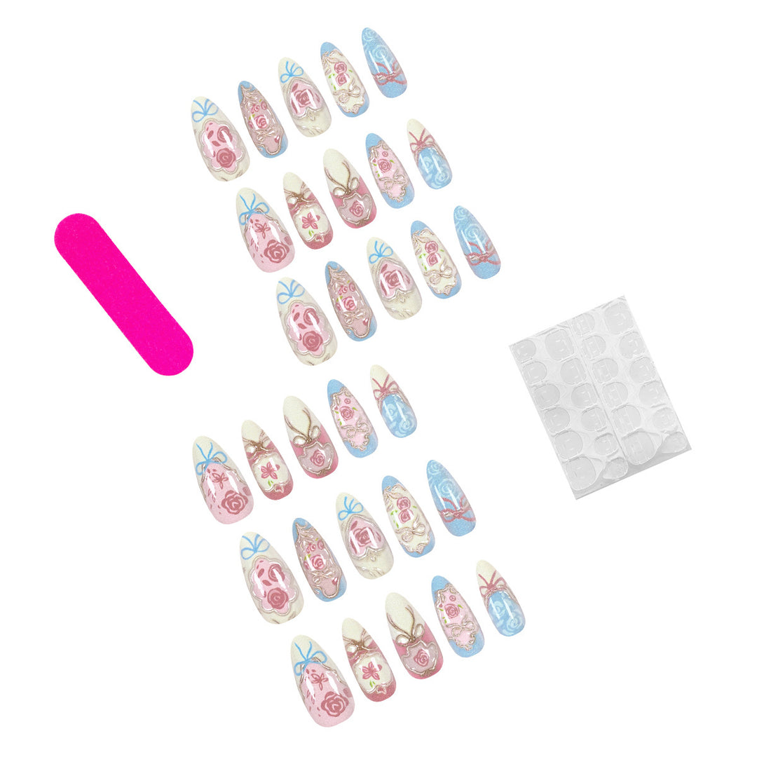 Artistic acrylic nails with floral designs Kalsten