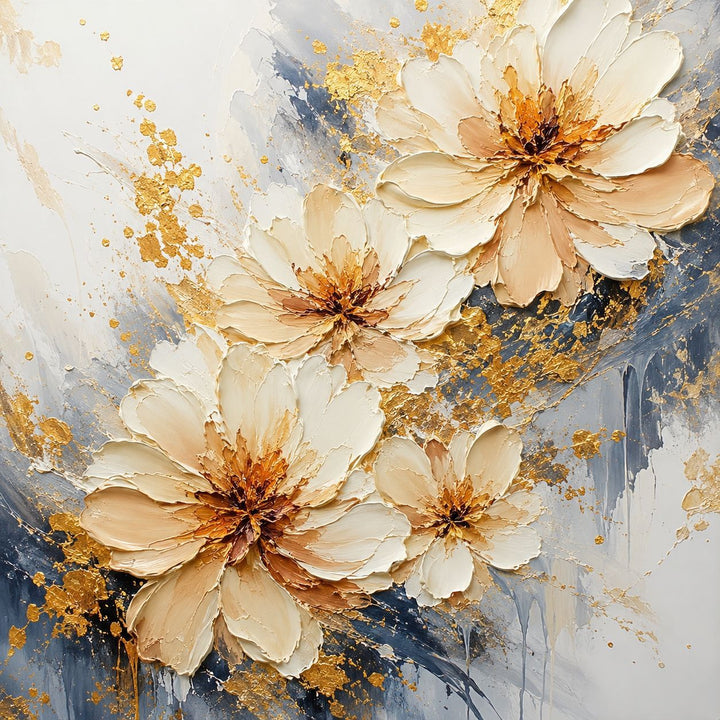 Elegant Floral Textured Canvas Art