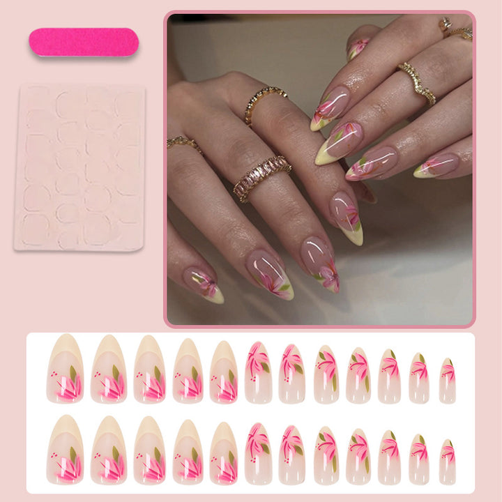 Elegant artificial nail set with floral designs Kalsten