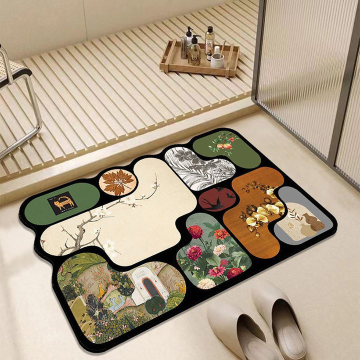 Artistic Floral Pattern Bath Mat Kalsten