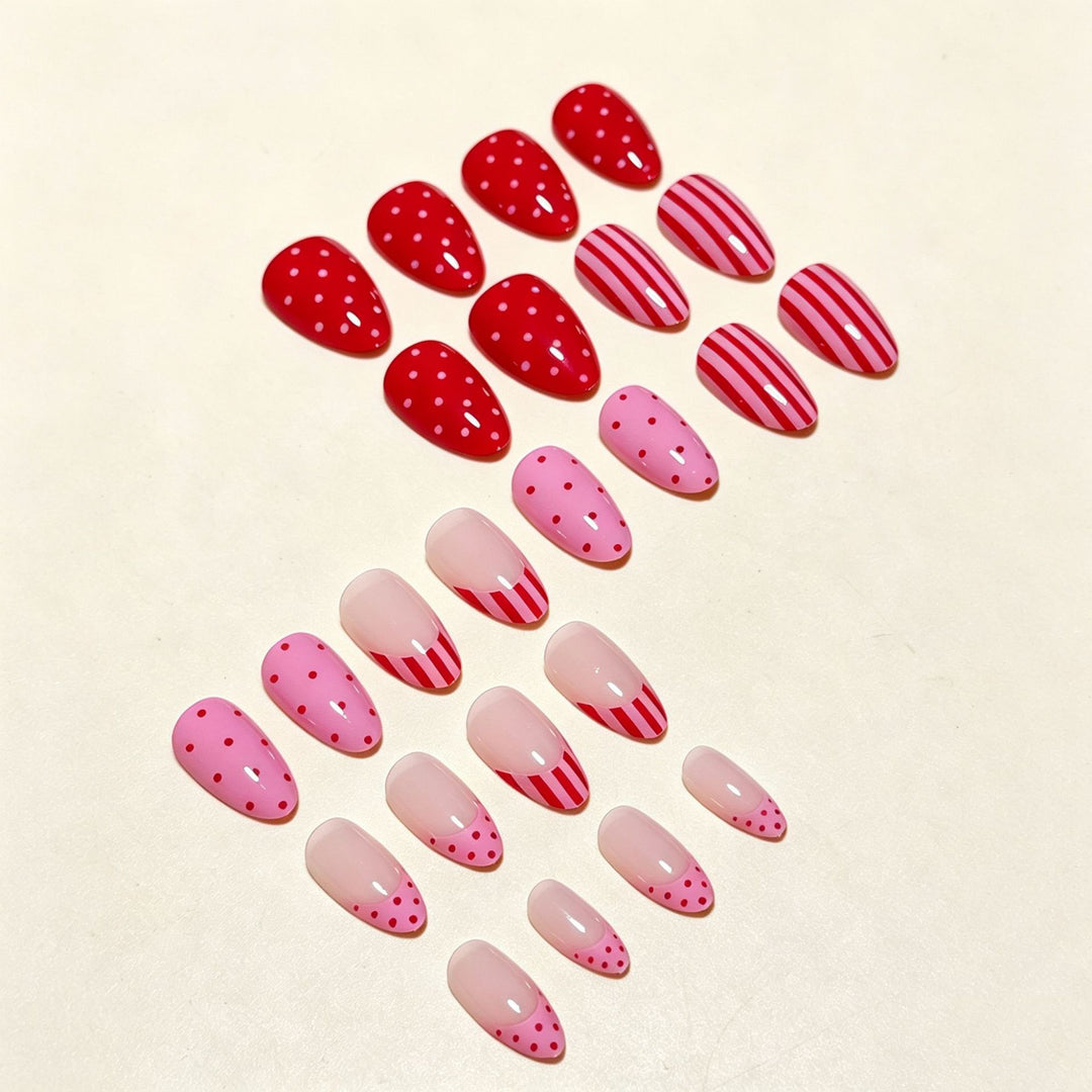 Artistic Nail Design with Heart and Stripes Kalsten