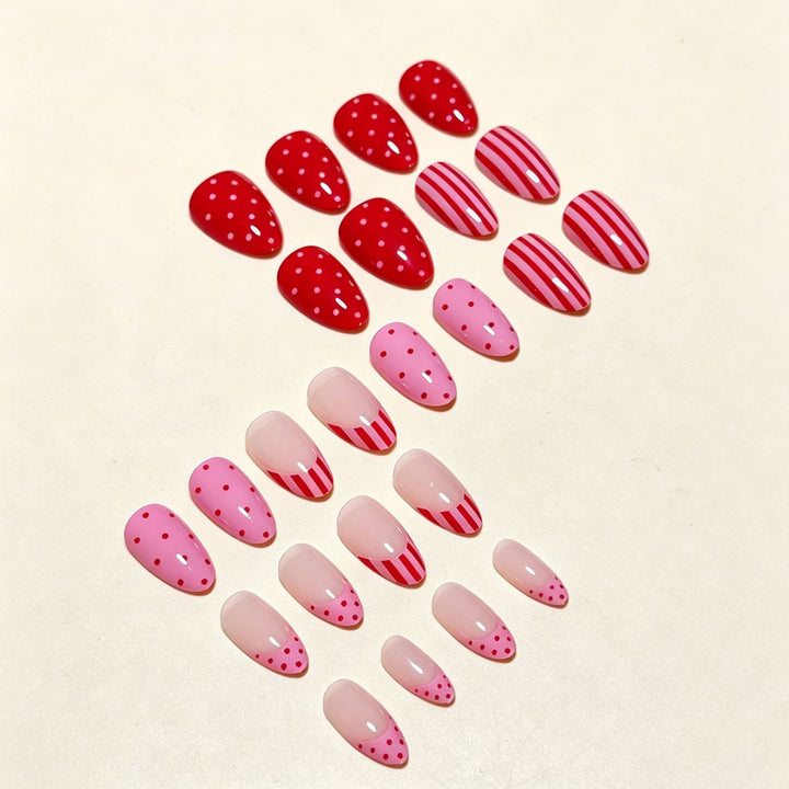 Artistic Nail Design with Heart and Stripes Kalsten